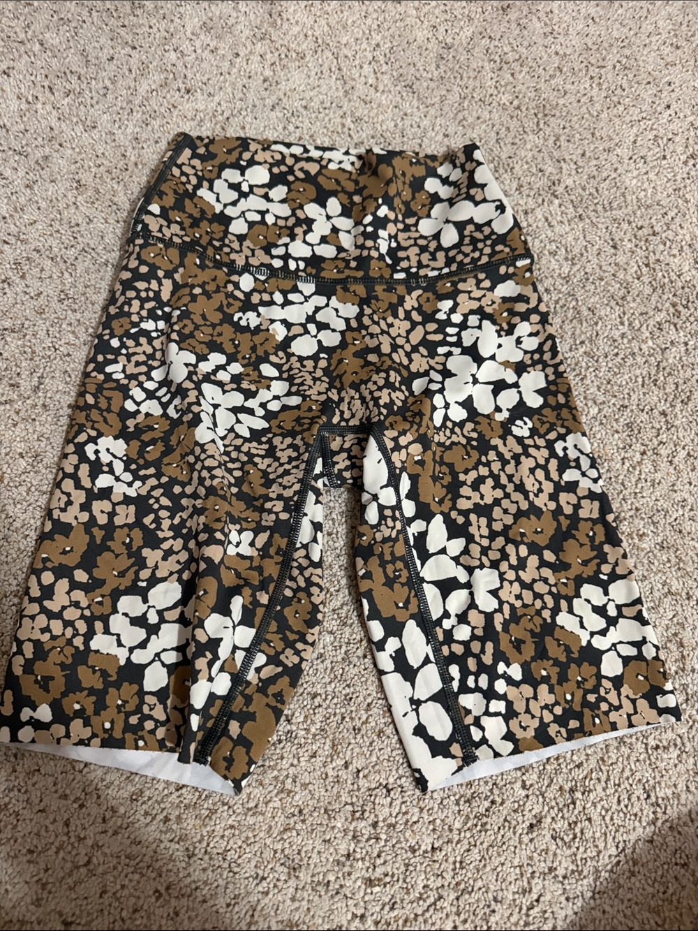 High-Waist Floral Bike Shorts - Brown Multi